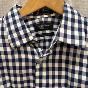 Nordstrom Blue and White Gingham Dress Shirt